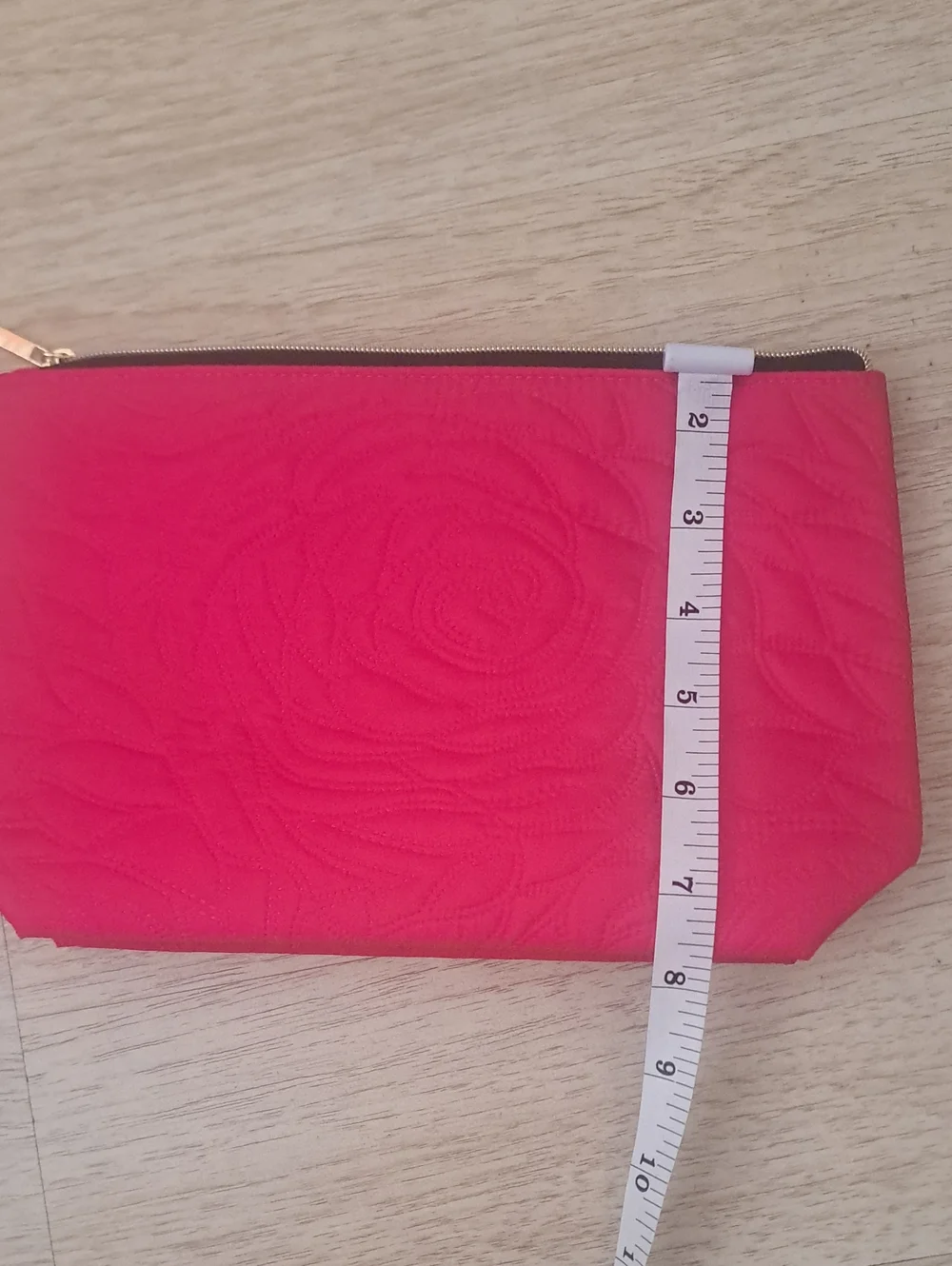 Lancome Paris Bright Pink Cosmetic Makeup Bag Case Hot Pink Gold Zip